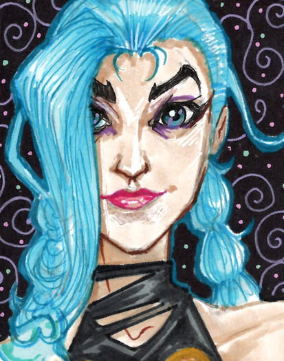 Arcane Fanart - Jinx Mixed Media Trading Card